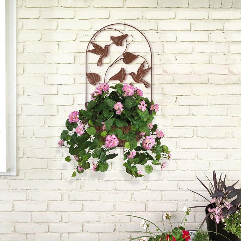 BAYN 2PKs Wall Hanging Planter Decor Art with Hummingbirds, Metal Wall Mounted Planters Indoor Outdoor Wall Planter for Succulent Herb Home Garden Yard - Image 5